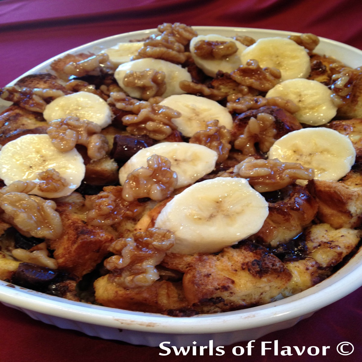 Chocolate Banana Bread Pudding - Swirls of Flavor