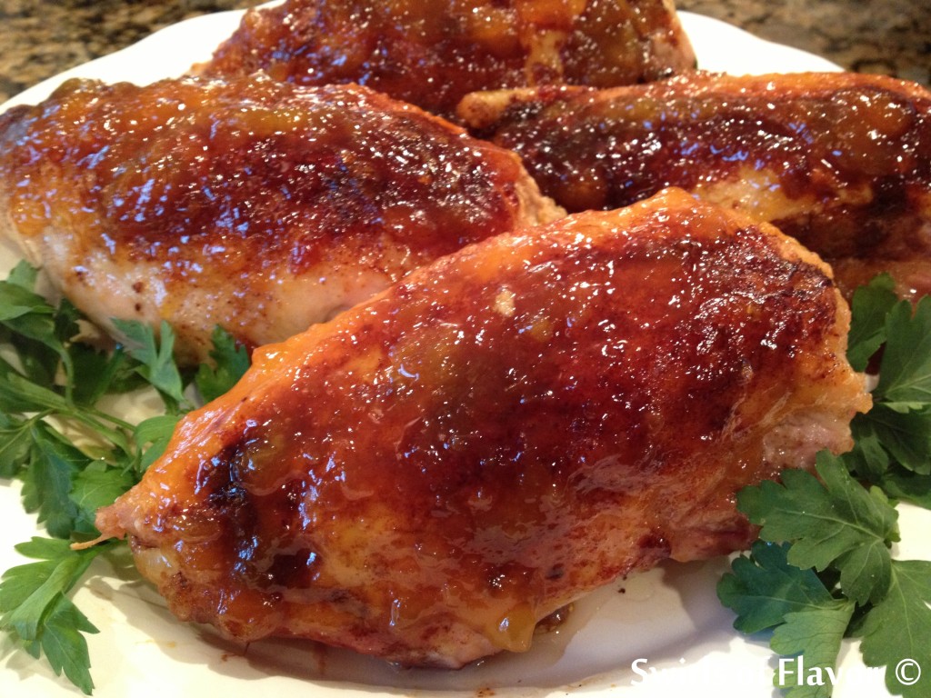 Bourbon Peach Glazed Chicken Breasts 1