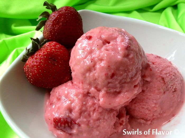  Honey-Kissed Strawberry Frozen Yogurt is brimming with delectable fresh strawberries and good-for-you Greek yogurt and kissed with just a bit of honey. You will definitely want seconds on a hot summer’s night….or anytime! 