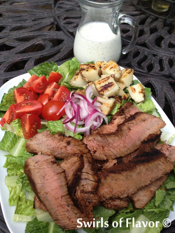grilled steak and potatoes salad