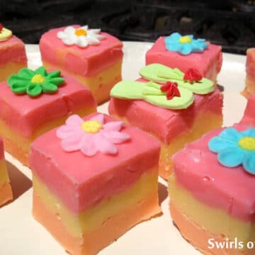 triple color strawberry fudge pieces