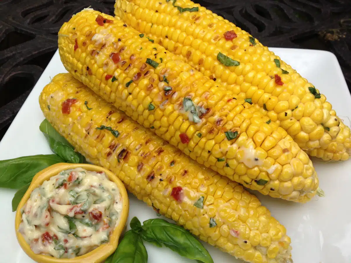 grilled corn with tomato basil butter
