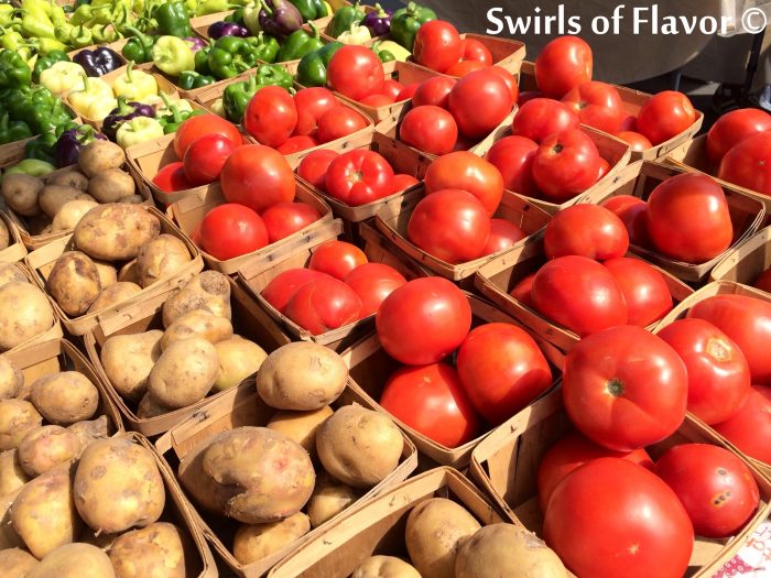 Tomatoes and potatoes at the farmers market