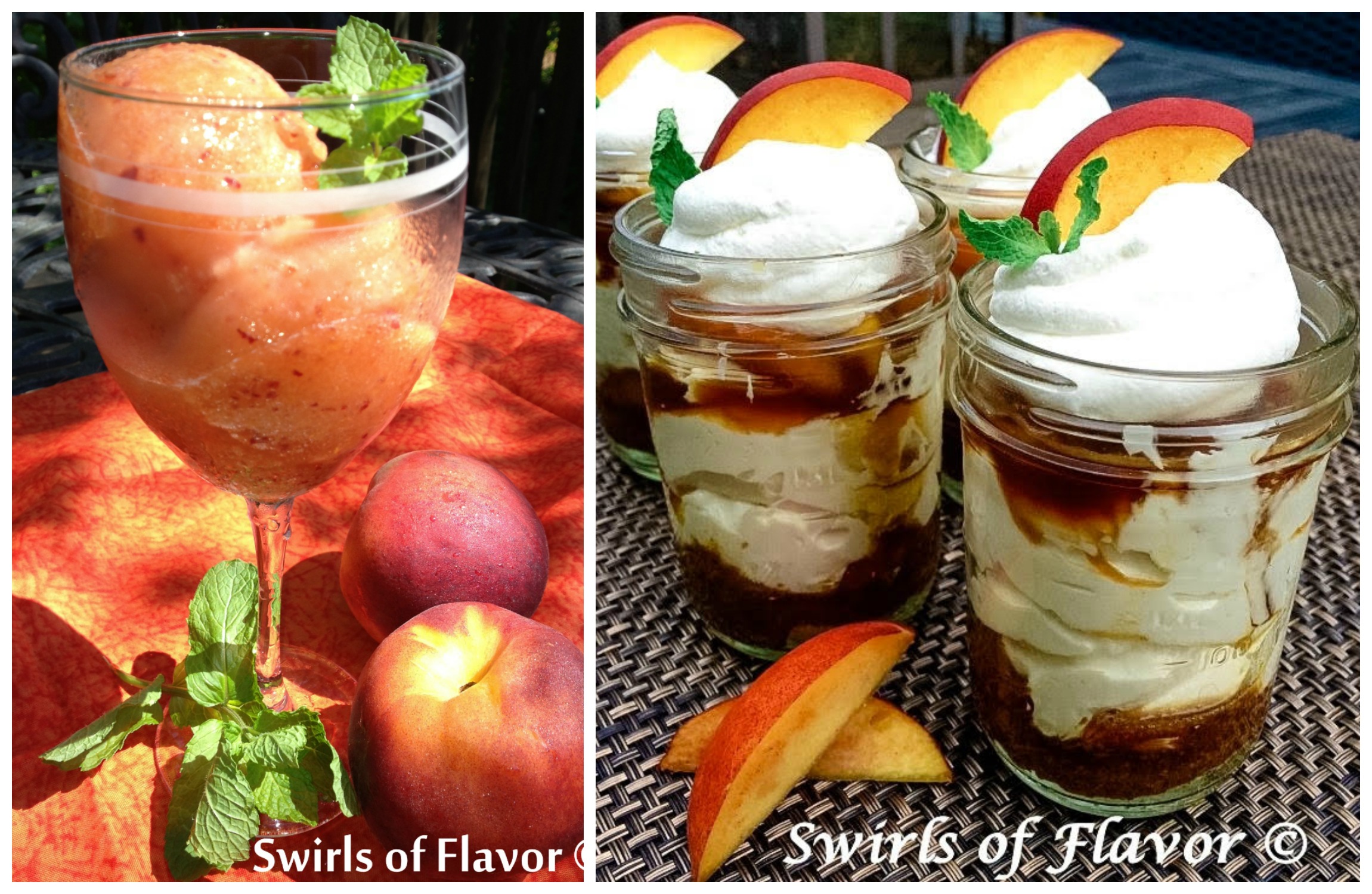 Peach Sorbet and Peach Cheesecake Mousse