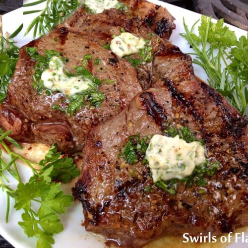 Petite Sirloin Steak With Fresh Herb Butter Swirls of Flavor