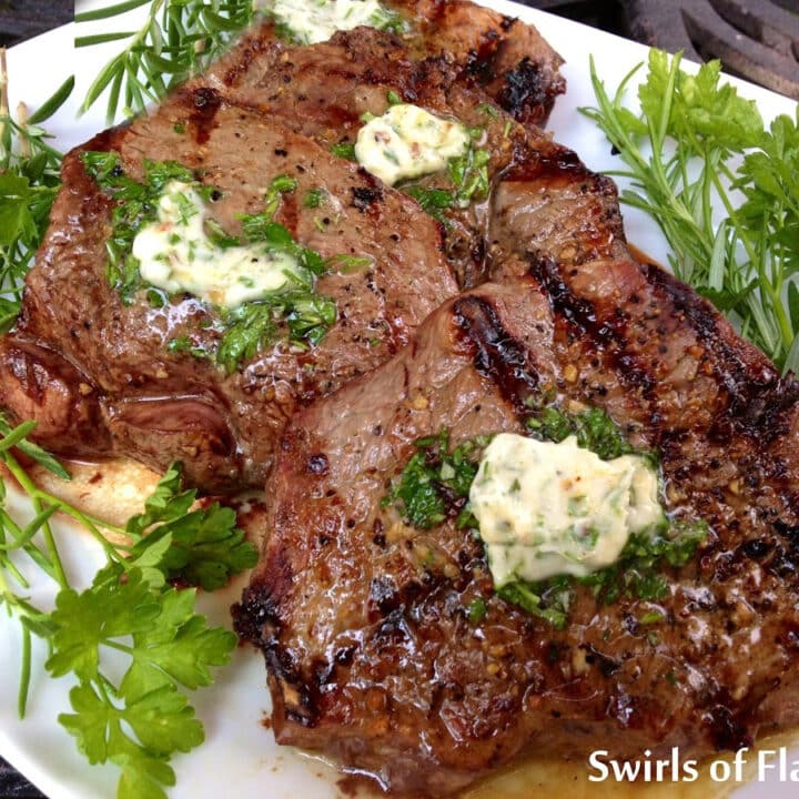 Petite Sirloin Steak With Fresh Herb Butter Swirls of Flavor