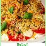 baked tomaoes with cheese and beadcrumbs in baking disht
