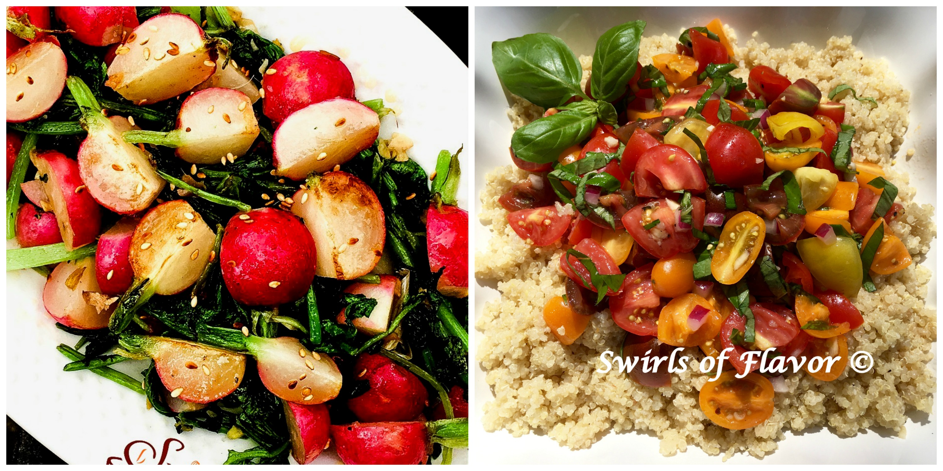 Sauteed Radishes and Tomato Bruschetta Quinoa