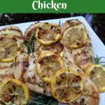 grilled chicken with lemon and text overlay