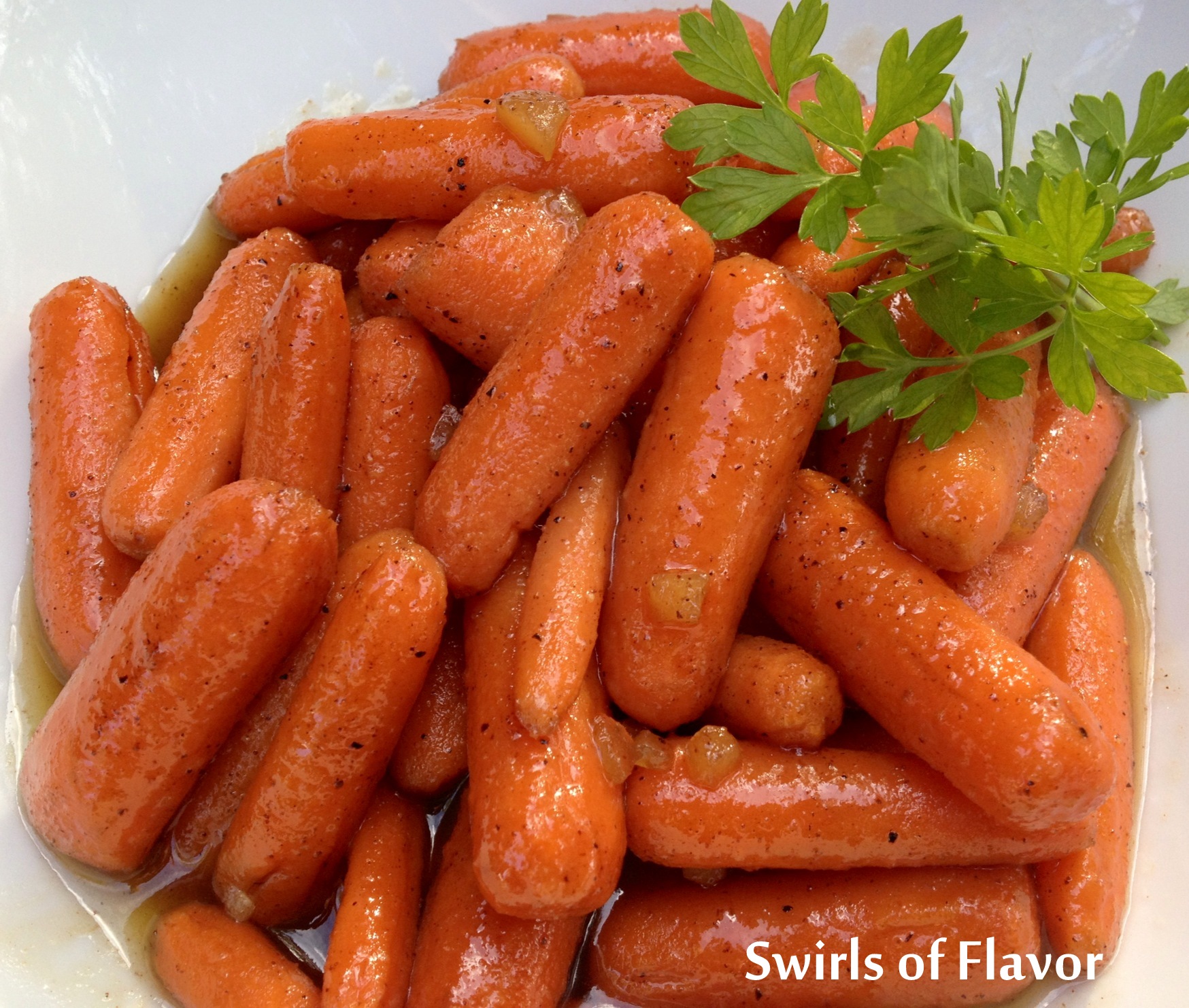 Gingered Cinnamon Honey Glazed Carrots with parsley