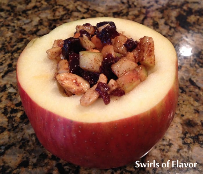 filling an apple for baked apples
