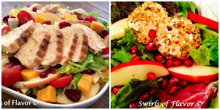 Apple Cheddar Chicken Salad and Pomegranate Apple Salad