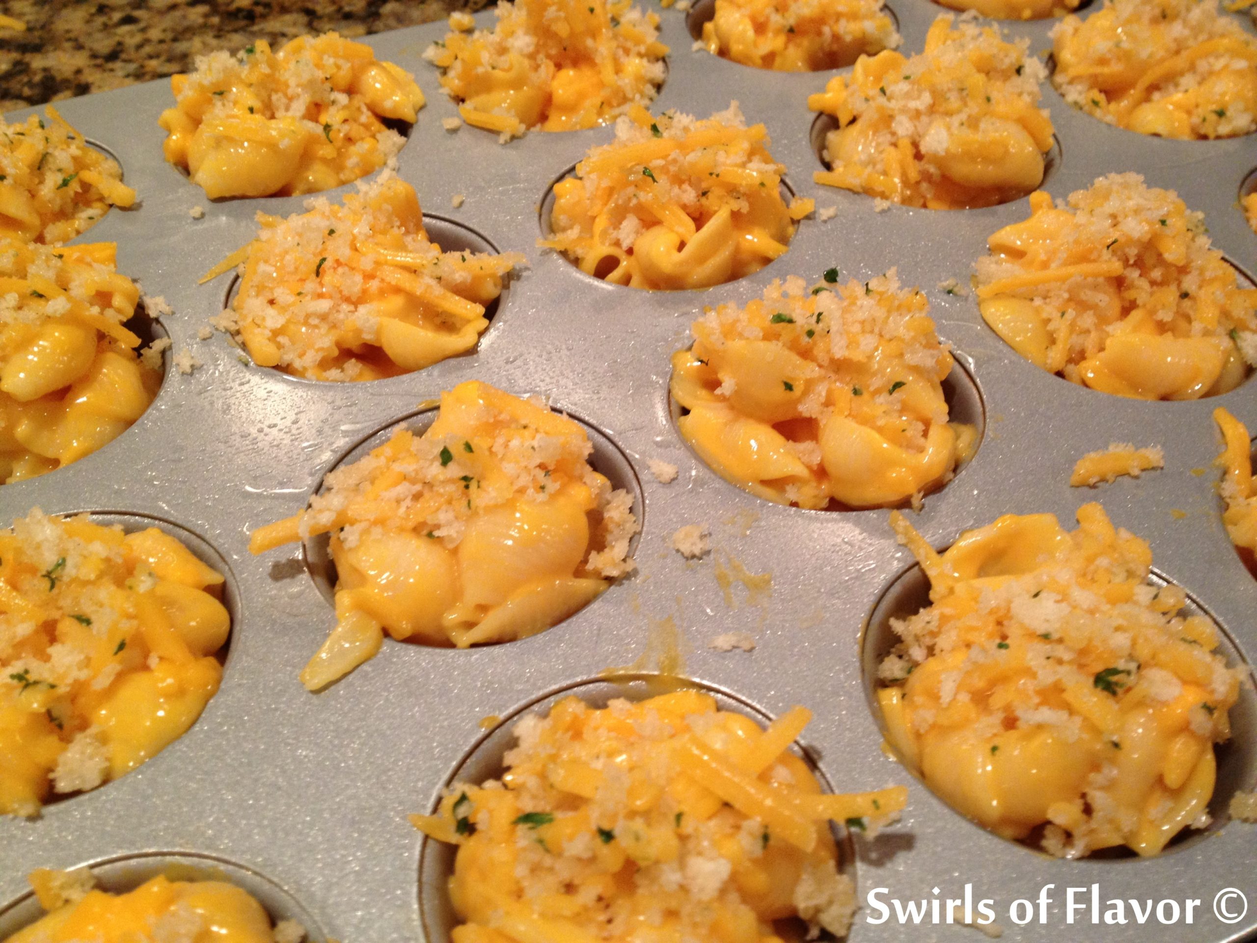 Mac and cheese bites in muffin tin