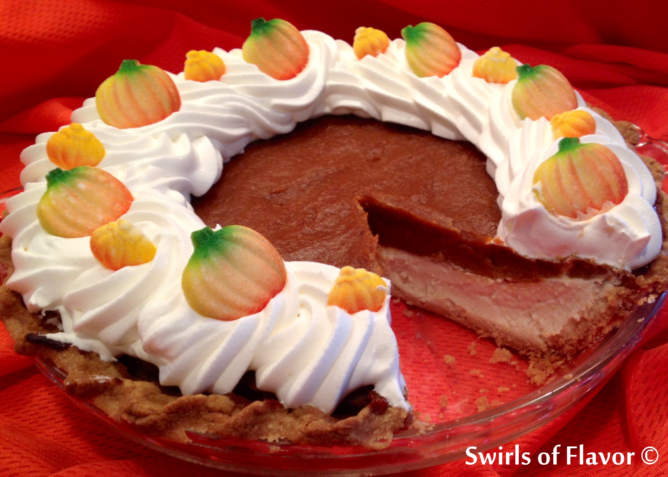 The perfect combination of pumpkin pie and cheesecake so you don't have to decide between the two!