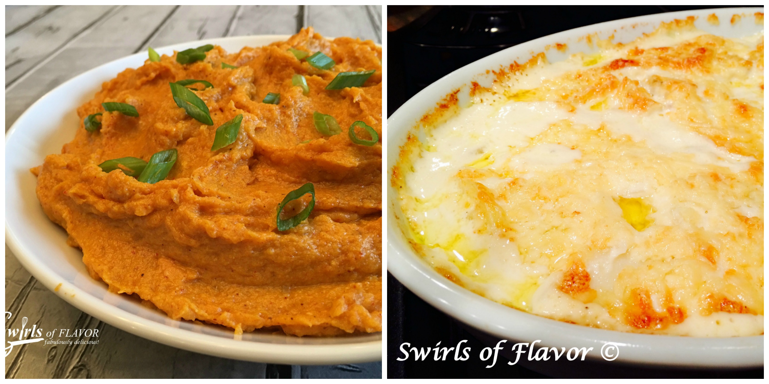 Spiced Sweet Potatoes and Potatoes Au Gratin