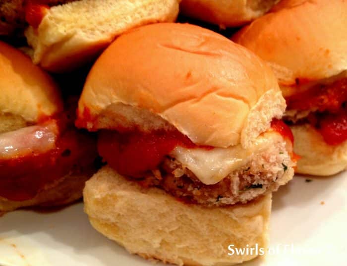 chicken parmesan sliders on mini rolls