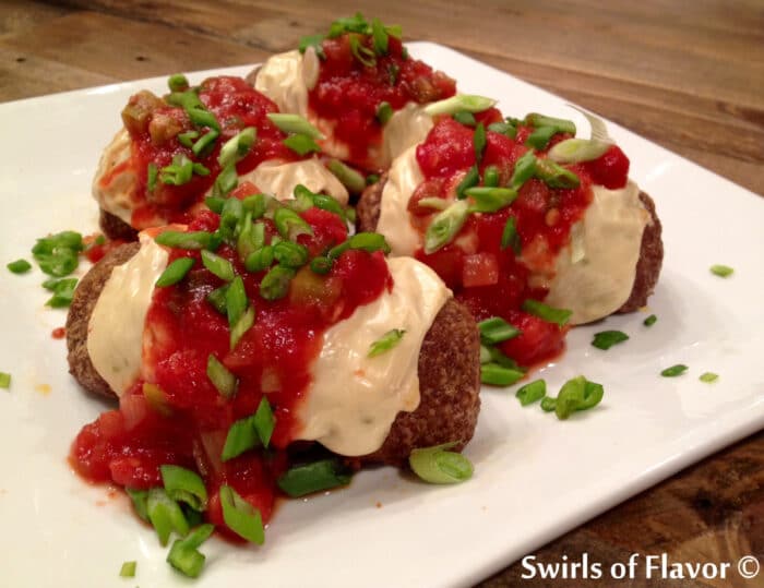 mini taco meatloaves on white dish