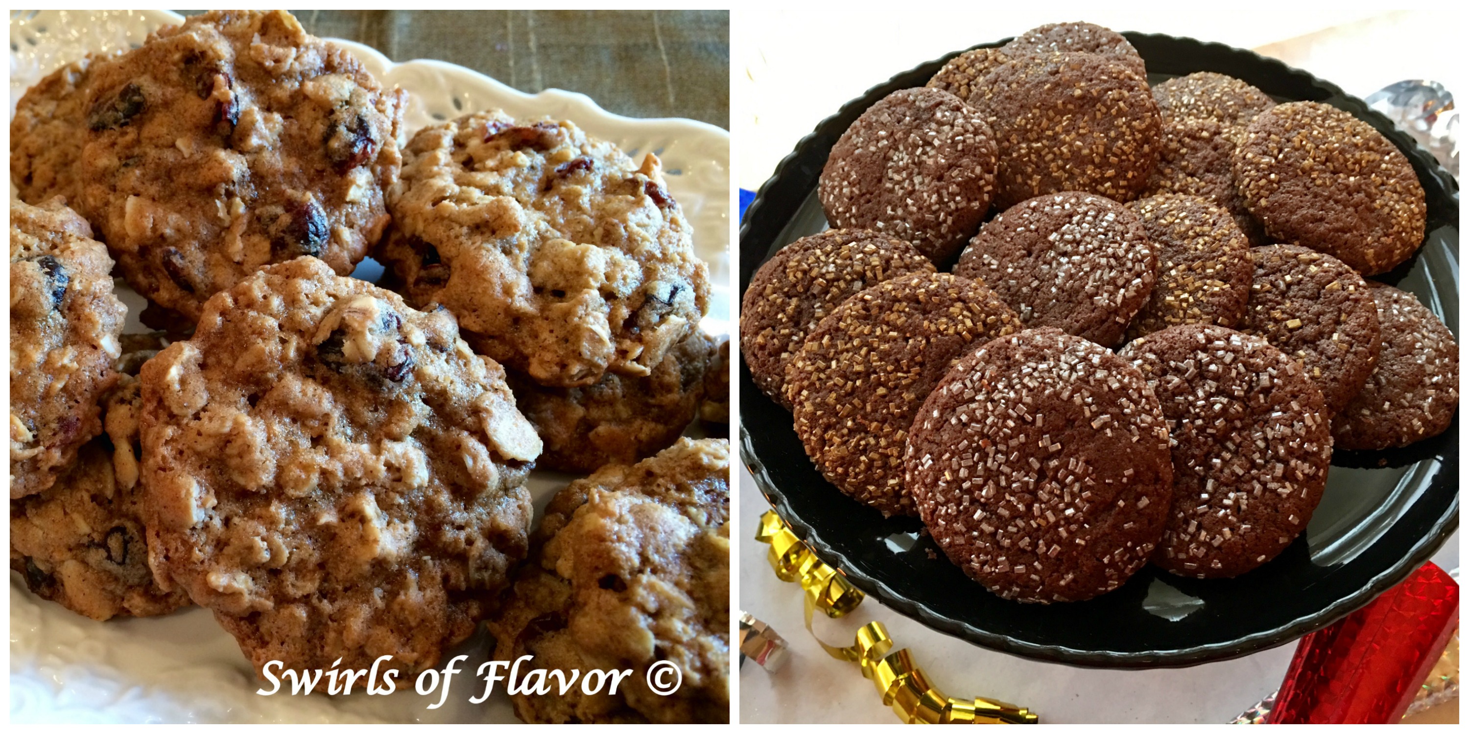Cranberry Alomnd Oatmeal Cookies and Chocolate Glitter Cookies