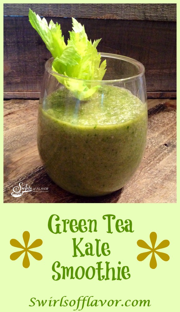 This Green Tea Kale Smoothie is brimming with kale, apple, banana and green tea, and has all the right ingredients for your optimum health! smoothie | green tea | kale | breakfast | healthy | snack | easy recipe | #swirlsofflavor