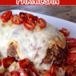 meatloaf parmesan with text overlay