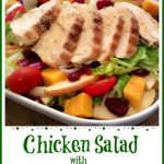 chicken salad with apples and text overlay
