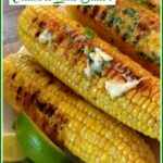 Six corn on the cob with cilantro lime butter