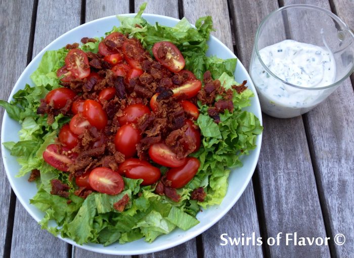 The BLT Sandwich, an all-American classic, is transformed into a Chopped BLT Salad With Creamy Dill Dressing. All the flavors of a BLT, bacon, lettuce and tomatoes in my homemade mayonnaise salad dressing, are in every bite of this refreshing chopped salad. 