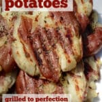 grilled red potatoes with text overlay