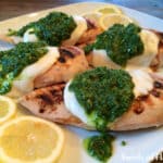 griled tuscan chicken with pesto and cheese
