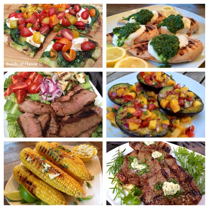 Perfect recipes for your summertime, or anytimg, grillng! Grilled pizza, steak, chicken, corn and avocados! grilling | barbecue | grilled chicken | steak salad | avocados | salsa | gorn on the cob | pizza