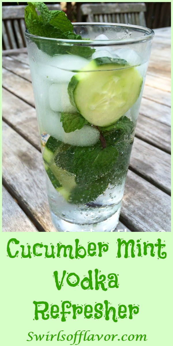 The clean taste of cucumber partnered with the burst of cool flavor from fresh mint and a splash of vodka in this Cucumber Mint Vodka Refresher will certainly cool you off! Perfect for Happy Hour on a warm summer evening or beach or poolside! vodka | cocktail | drink | summer | cucumber | mint | happy hour | easy recipe | #swirlsofflavor