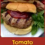 grilled turkey hamburgers with text overlay