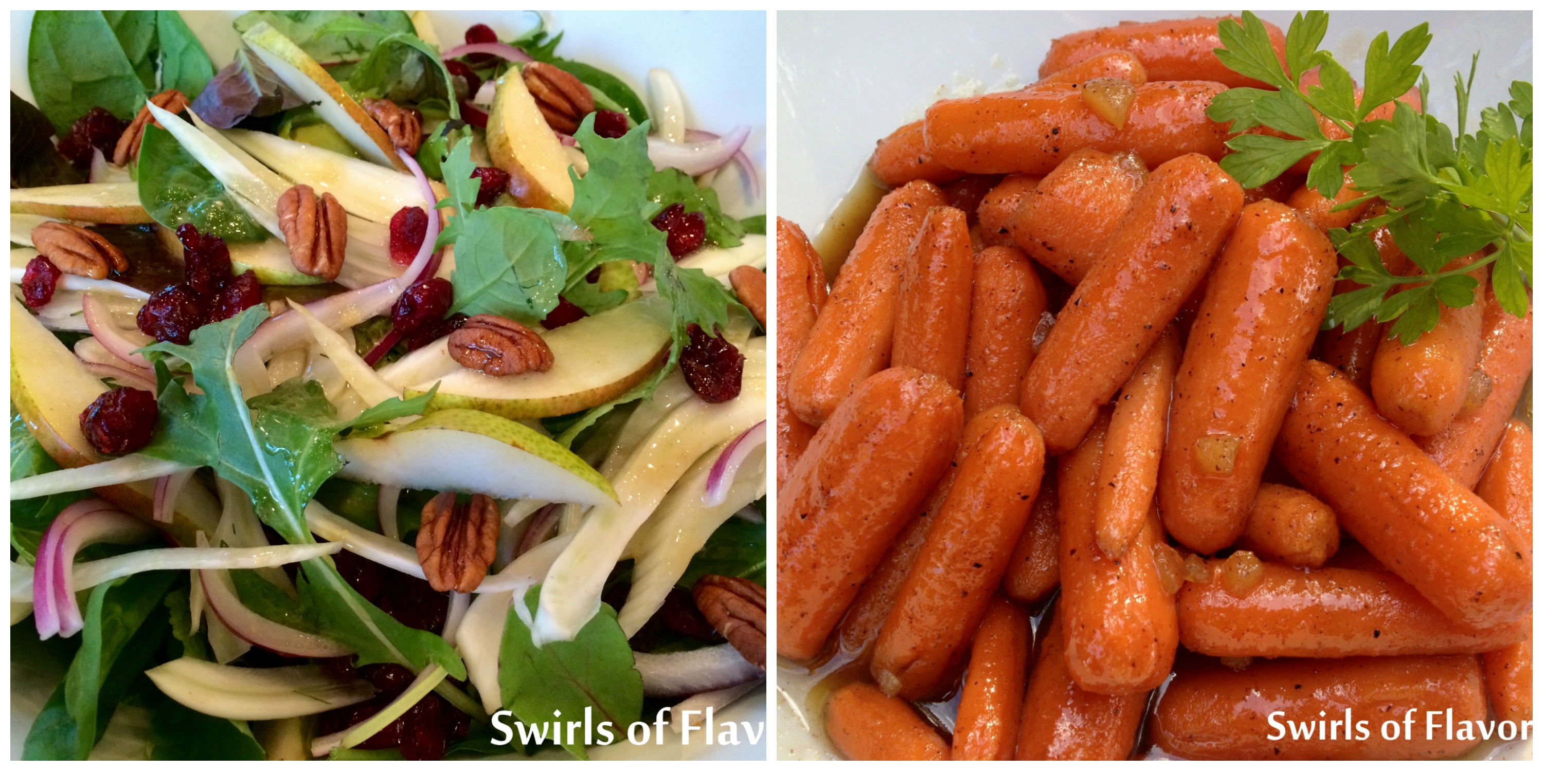 Pecan Pear Salad and Honey Carrots