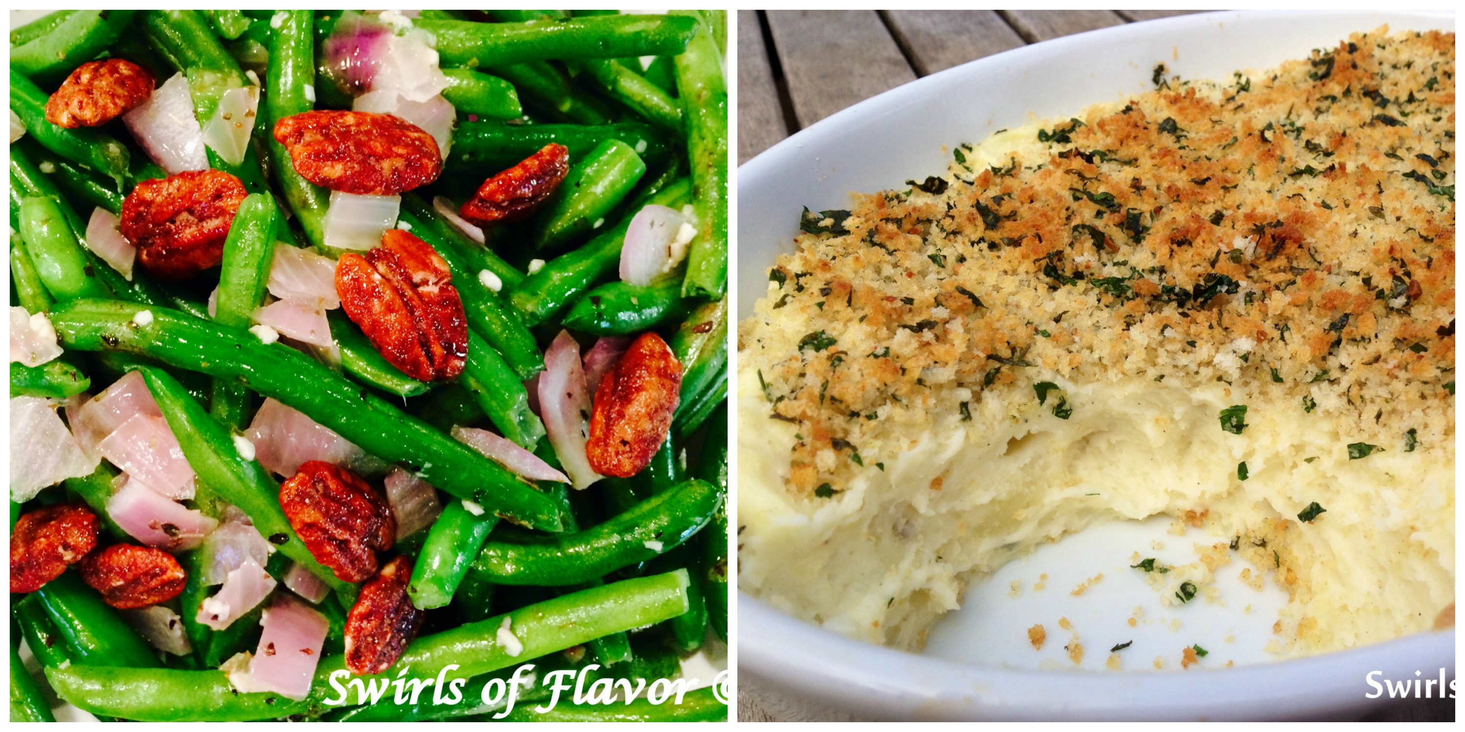 Pecan Green Beans and Mashed Potatoes