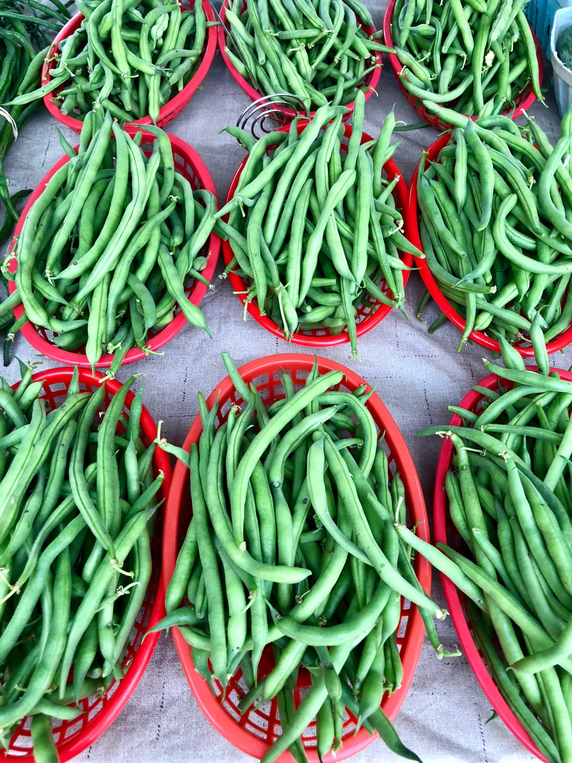 Green beans in baskets