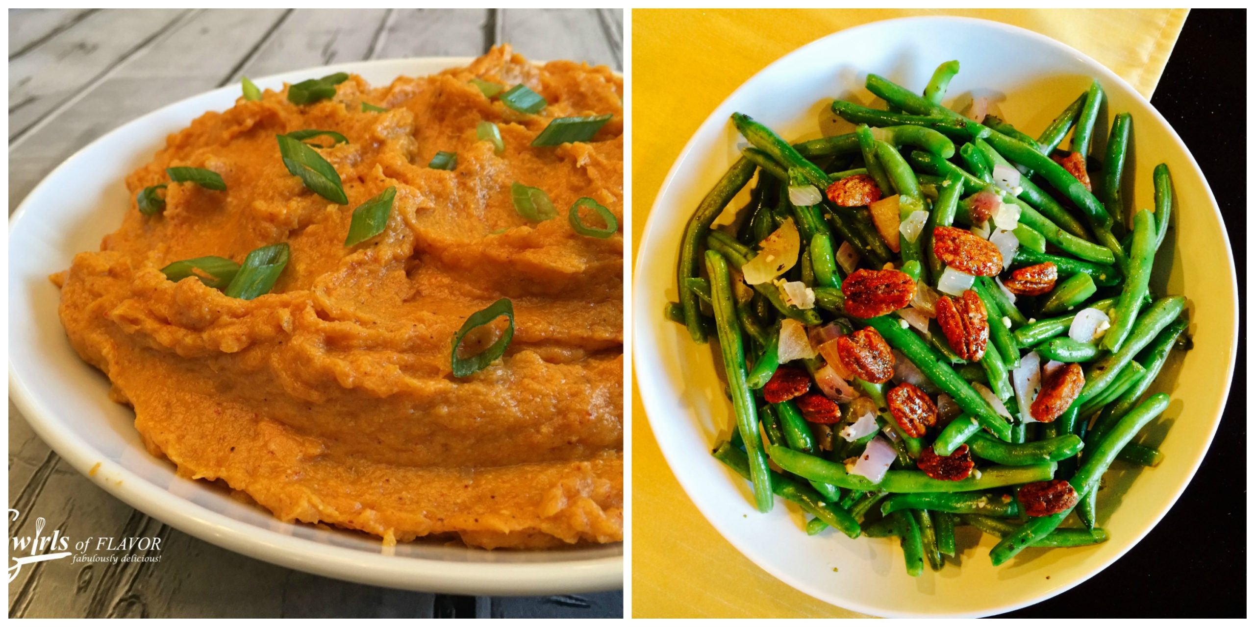 Spiced Sweet Potatoes and Buttery Green Beans