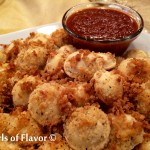 Oven-Baked Ravioli Bites With Balsamic Dipping Sauce is an easy recipe for a crowd-pleasing appetizer! Why deep fry in oil when you can bake in the oven and have your ravioli bites be so much healthier and even more delicious? Add a Balsamic Dipping Sauce and these ravioli bites will be the star of any party! #appetizer #breadedravioli #ovenbaked #pasta #easyrecipe #friedravioli #healthy #healthyappetizer #cheeseravioli #swirlsofflavor