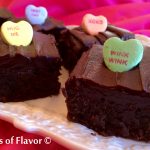 espresso brownies with conversation hearts candy