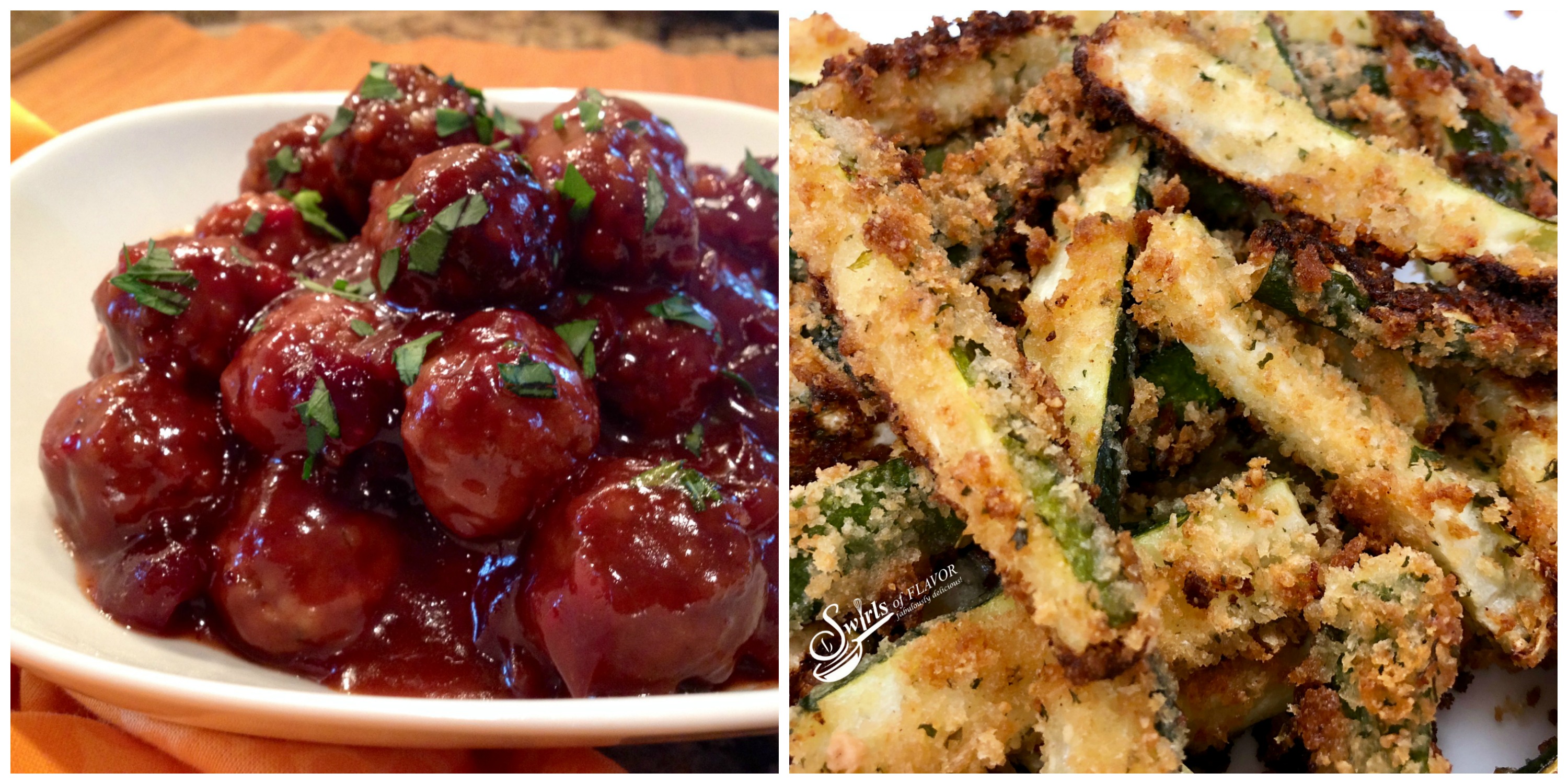 Cranberry Meatballs and Zucchini Fries