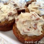 Chocolate Chip Banana Muffins with Pecan Cream Cheese Frosting