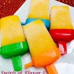 Pineapple Mango Ice Pops combine the sweet buttery mango with the tart mouthwatering pineapple and a hint of lime for a tropical frozen treat. Fun for kids | mango | pineapple | popsicles | frozen dessert | dessert | tropical fruit | summer dessert | #swirlsofflavor | easy recipe