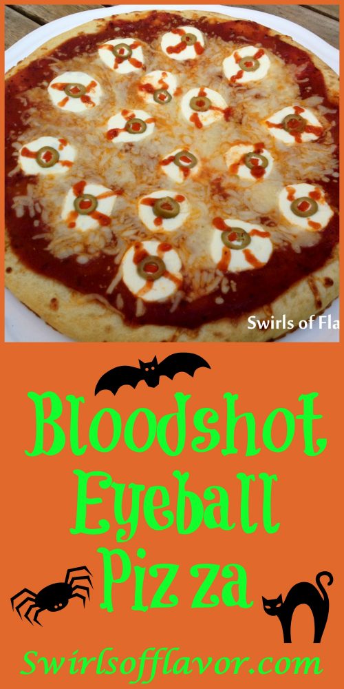 Kids will loving eating Bloody Eyeball Pizza on Halloween! It's spooky and delicious! pizza | Halloween | fun for kids | spooky | dinner | snack