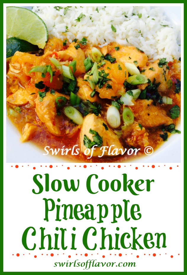 Slow Cooker Pineapple Chicken Chili - Swirls of Flavor