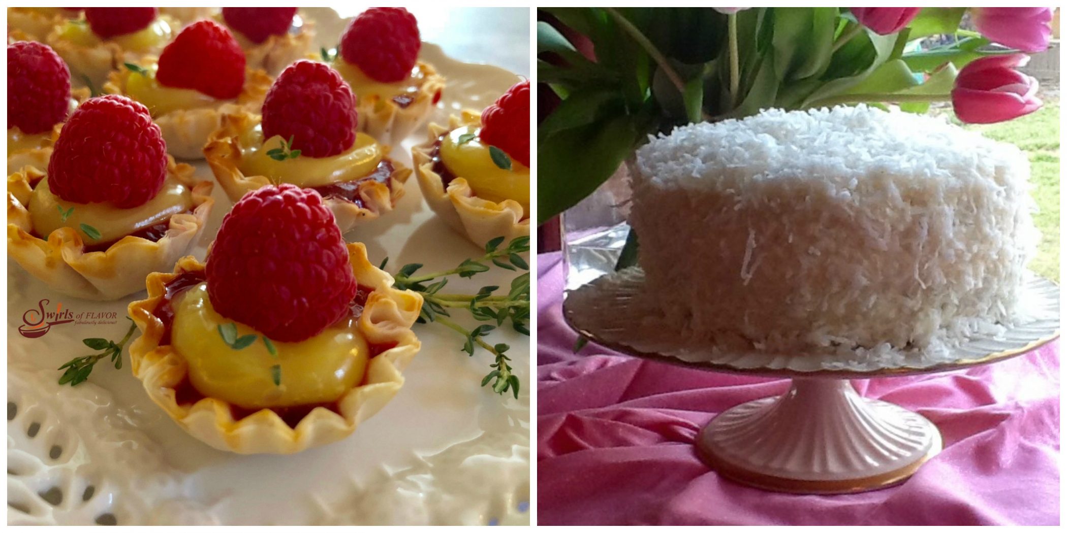 Raspberry Lemon Tartlets and Coconut Layer Cake