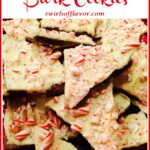 pieces of peppermint bark cookies with text overlay