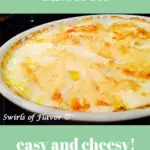 potatoes in casserole dish with text overlay