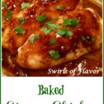 baked ginger chicken with text overlay