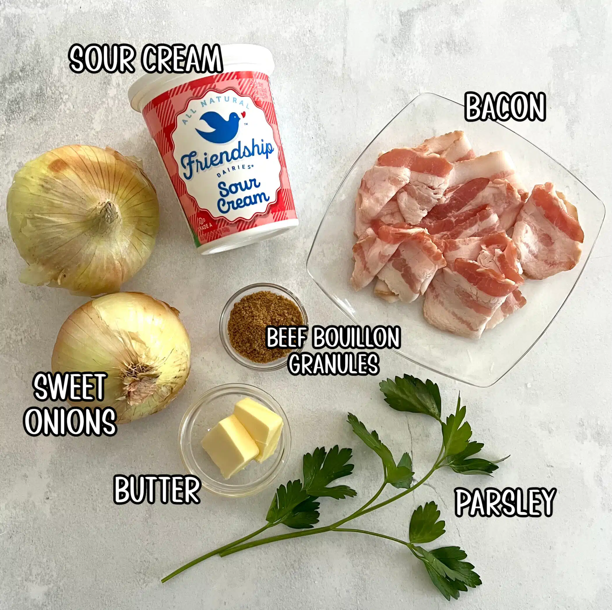 ingredients for bacon onion dip