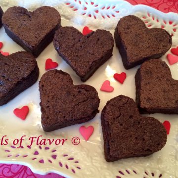 heart shaped brownies on white plate