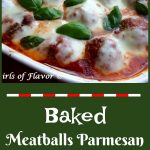 Baked Meatballs Parmesan, an easy homemade meatball recipe that's cheesy and saucy, will warm you up at dinner tonight! Just shape our homemade beef mixture into meatballs, smother with sauce and let them bake themselves in the oven. #meatballs #homemademeatballs #meatballsparmesan #easyrecipe #dinner #ovenbakedmeatballs #casserole #swirlsofflavor